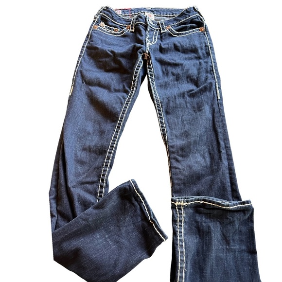 Size 27 True Religion Johnny super T T dark blue/white contrast stitching. EUC - Picture 2 of 16